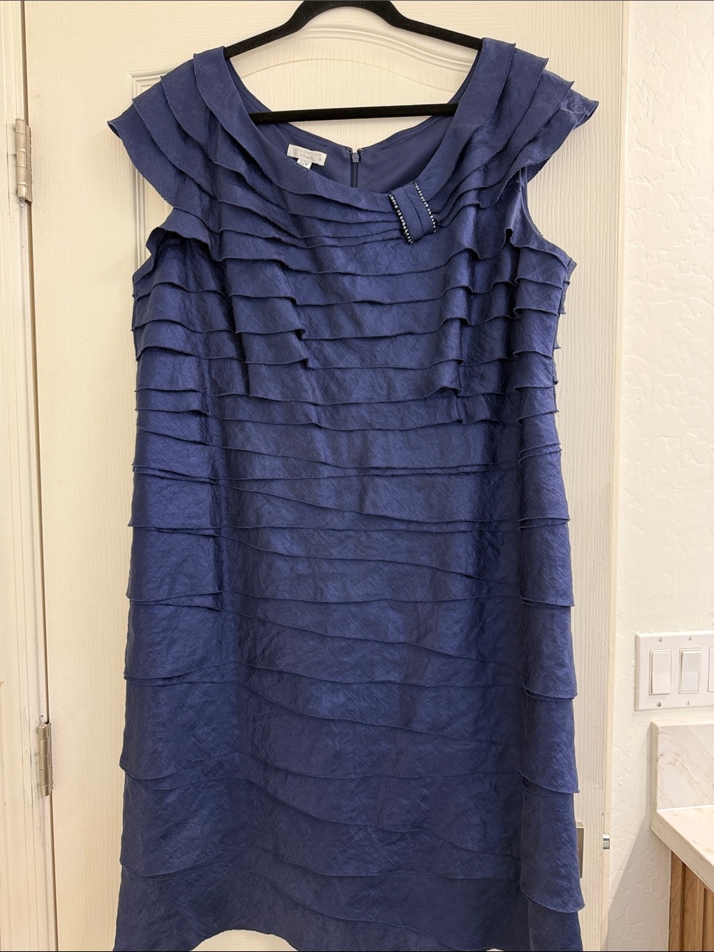London Times size 22w Elegant Navy Blue Layered Shift Dress